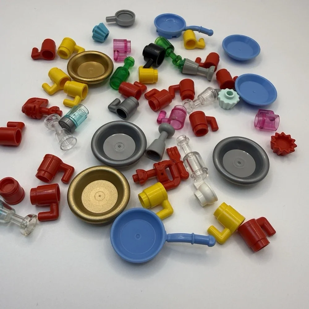 LEGO 50 Piece Kitchen Accessories Lot - Plates, Cups, Pans, Silverwear 002 - Picture 2 of 6